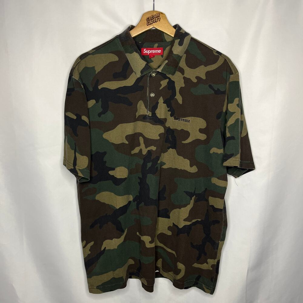 SS25 2025 Supreme NYC Woodland Washed Camo Polo Shirt M